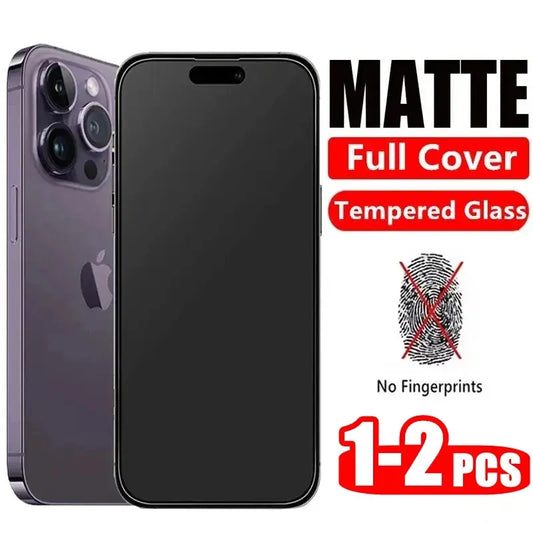 1/2Pcs Matte Tempered Glass For iPhone 15 14 12 11 13 Pro Max Frosted