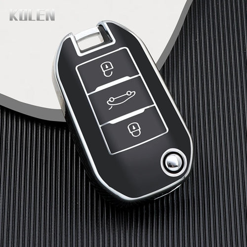 New TPU Car Flip Key Case Cover Shell For Peugeot 208 308 408 508 2008
