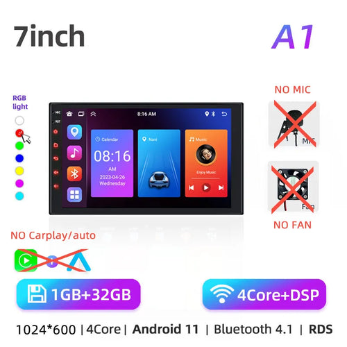 2Din Android 7"/9"/10" QLED IPS Car Radio Autoradio 2 Din Universal