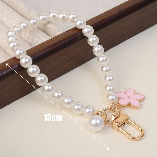 2024 Pearl Keychain Luxury Women Jewelry Shiny Pearl Bead Shell Phone