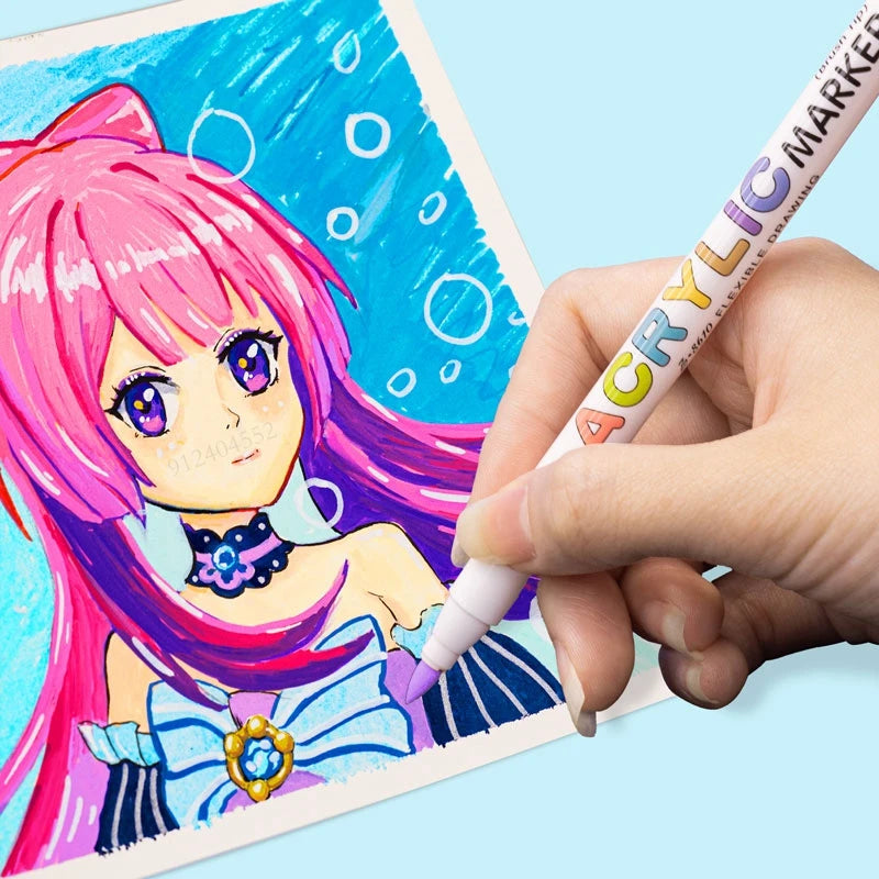 18/60Color Acrylic Paint Pens Brush Marker Pen for Artist Rock