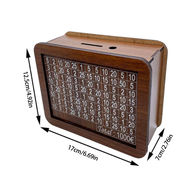 1000/3000/5000/10000 Euro Money Box Wooden Money Box Reusable with