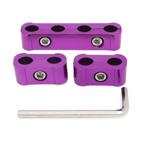 3pcs Car Spark Plug Electrical Wire Clamp Kit For 8mm 9mm 10mm Purple