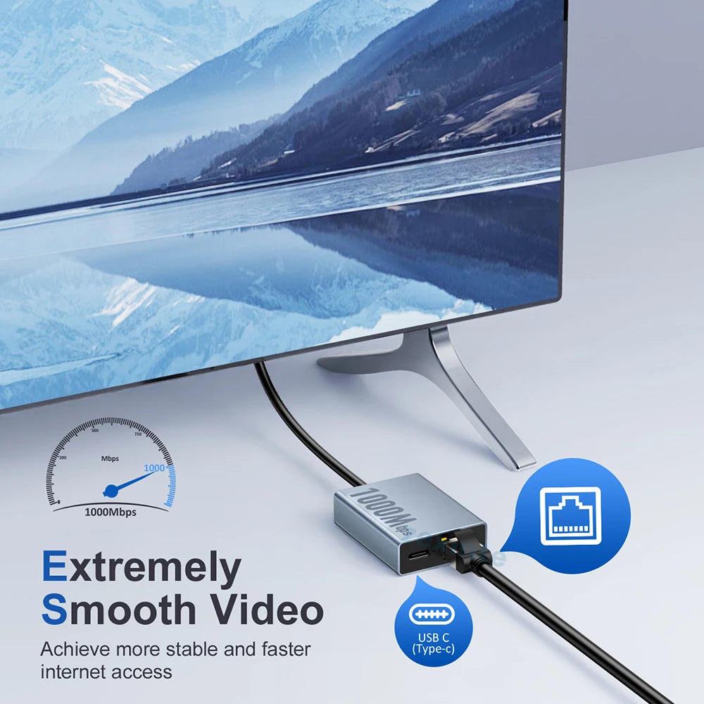 Zexmte 1000Mbps Ethernet Adapter for Chromecast 4K Google TV USB C