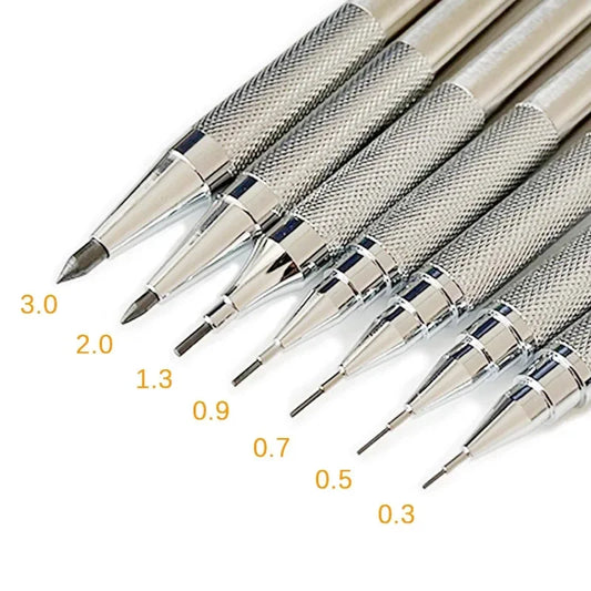 0.3 0.5 0.7 0.9 1.3 2.0mm Mechanical Pencil Set Full Metal Art Drawing