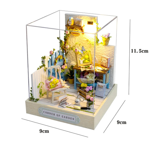 Wooden Miniature Doll House DIY Small House Kit Making Room Toys 3D