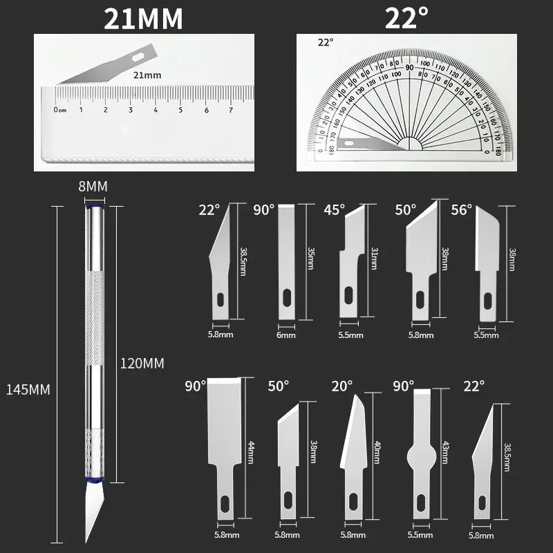 13Pcs Metal Carving Knife Pen Style Art Seal Cutting Manual