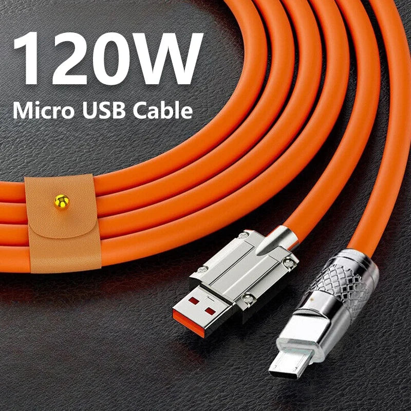 120W 6A Super Fast Android Charger Cable Liquid Silicone Micro USB