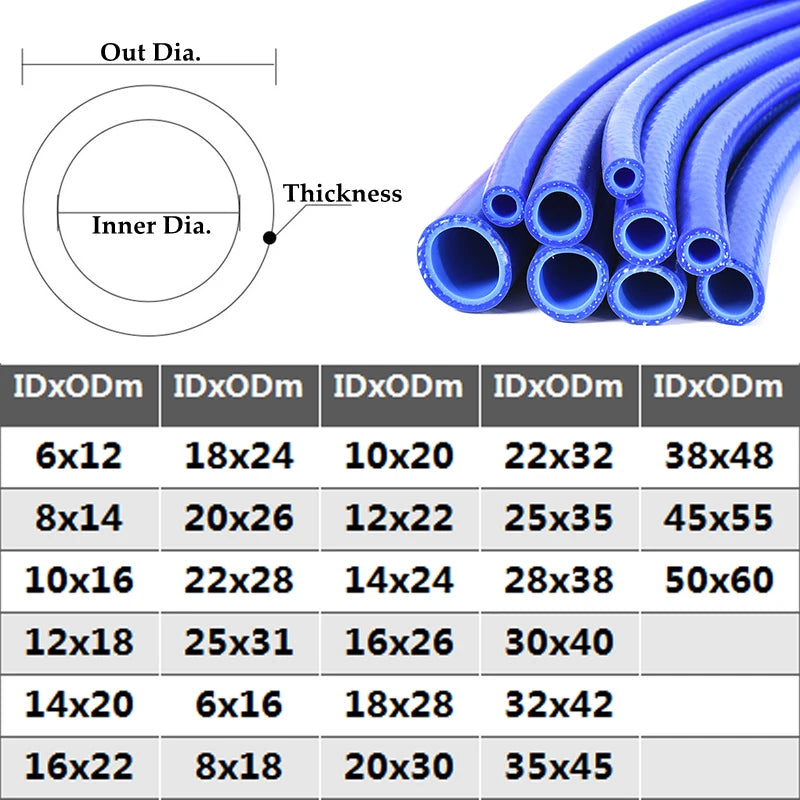1m/Lot Inner Diameter 6-50mm Silicone Hose Heat Resistant High Presure