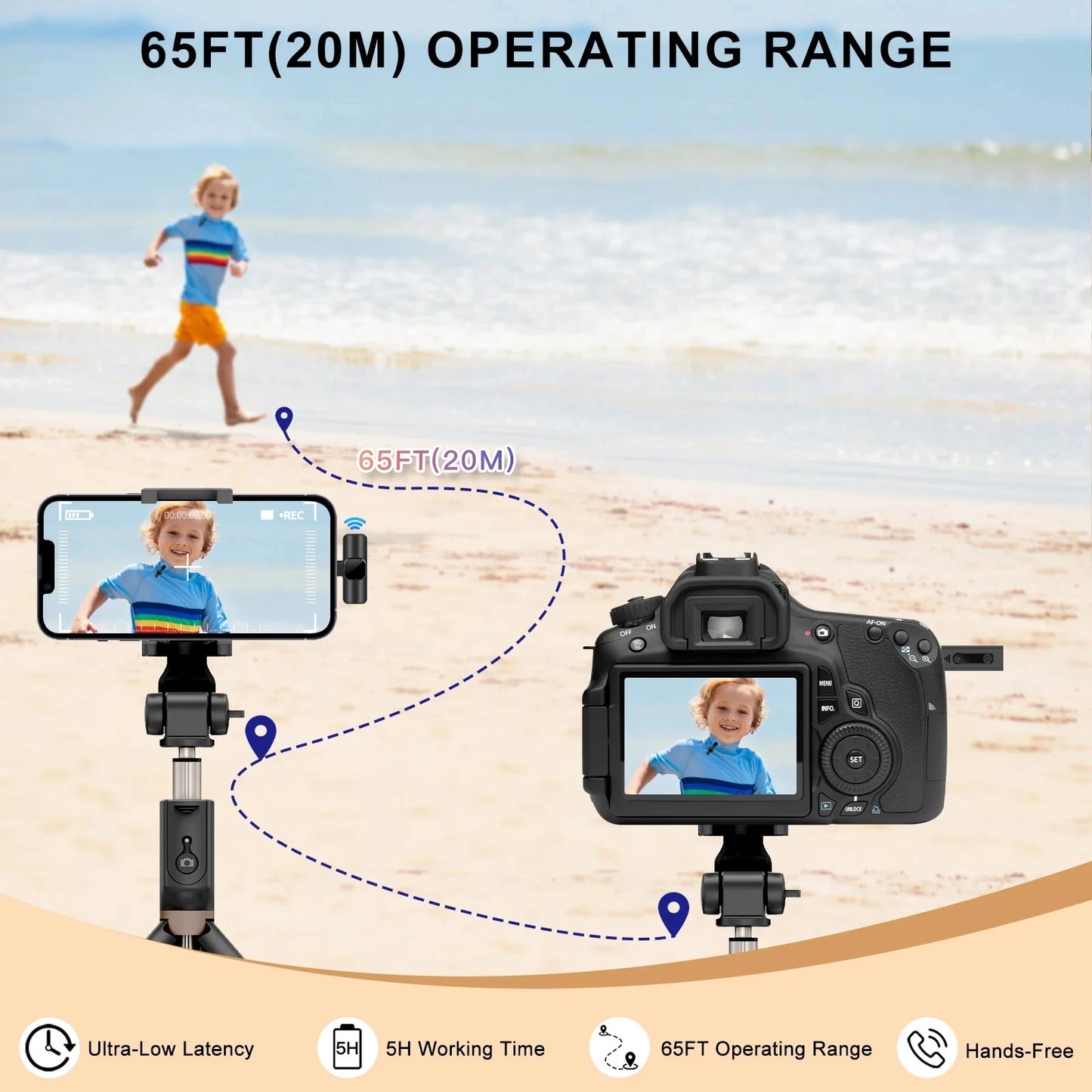 Professional Wireless Microphone for iPhone iPad Laptop Android Live