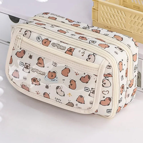 High Quality Kapibara Cartoon Pencil Case with Flip Top for Easy