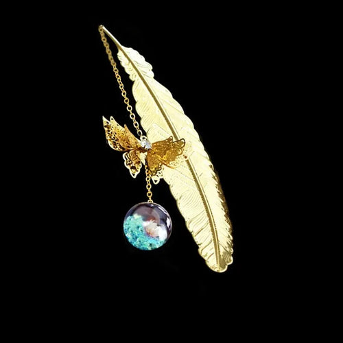 1pc Chinese Style Metal Feather Bookmark Creative Immortal Dried