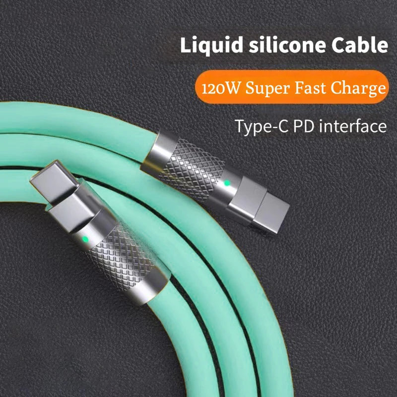 120w 6a Super Fast Charge PD Type C Liquid Silicone Cable Quick Charge