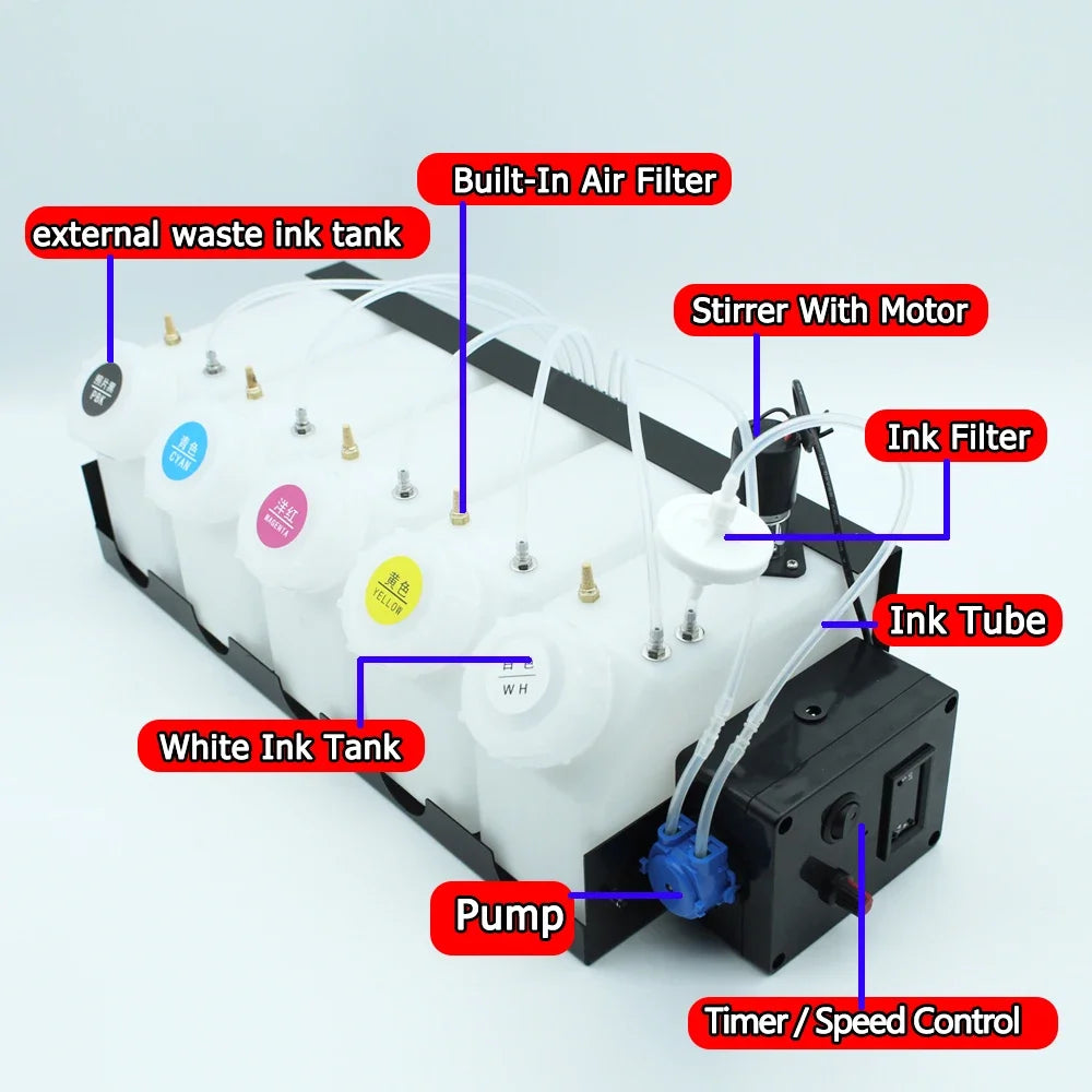 1500ML DTF White Ink Circulation CISS System For i3200 i1600 XP600