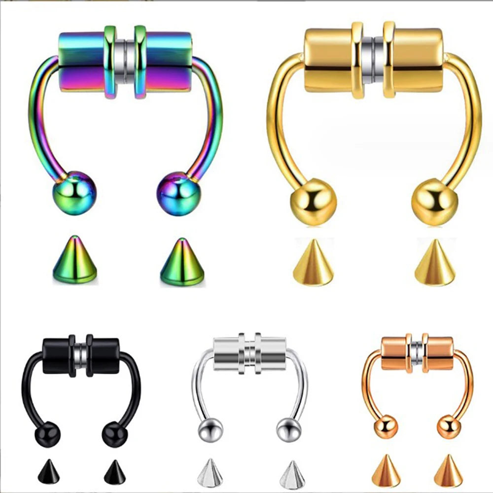 1 Pc of Fashionable Punk Stainless Steel Magnet Self-priming Nose