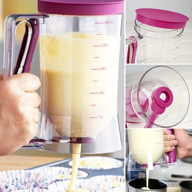1 Pcs 900ml Batter Dispenser Hand-held Graduated Funnel Pastry Dough