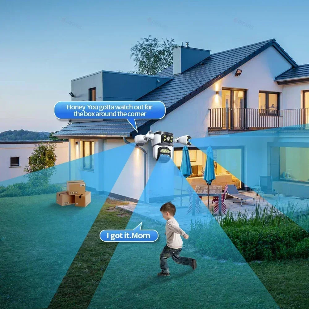 10K Outdoor 10X Optics Zoom WiFi6 Camera 20MP Four Screen Four Lens