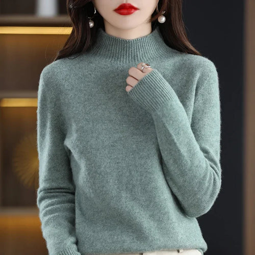 Autumn Winter Women Sweater Korean Fashion Warm Bottoming Shirts Half