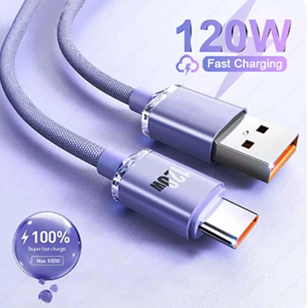 120W Fast Charge USB Type C Quick Charge Cable For Xiaomi Redmi Note