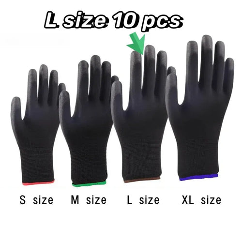 10 Pairs Durable Safety Gloves - Anti-Slip, Wear-Resistant, ESD
