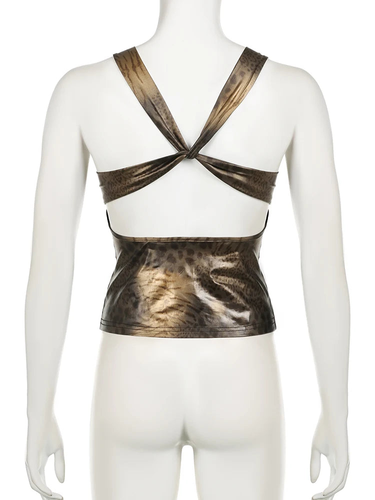 IAMSURE Sexy Slim Backless Bandage Camis Top Vintage Deep V-Neck