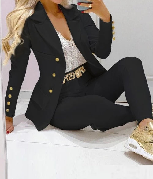 Women's Autumn Clothes Two Piece Set Female Coats and Pants Fashion