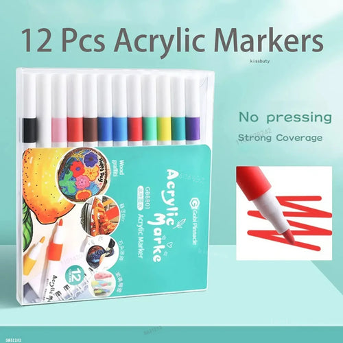 12-80 Colors Acrylic Paint Art Marker Pen DIY Hand Drawn Painting