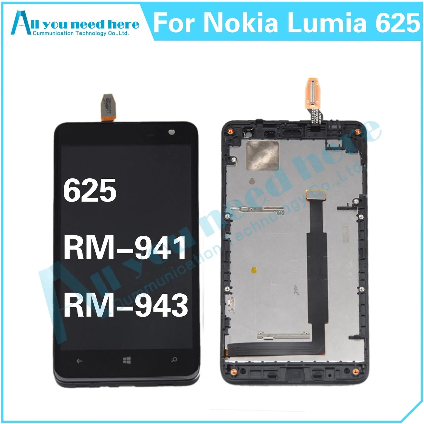 100% Test For Nokia Lumia 625 RM-941 RM-943 LCD Display Touch Screen