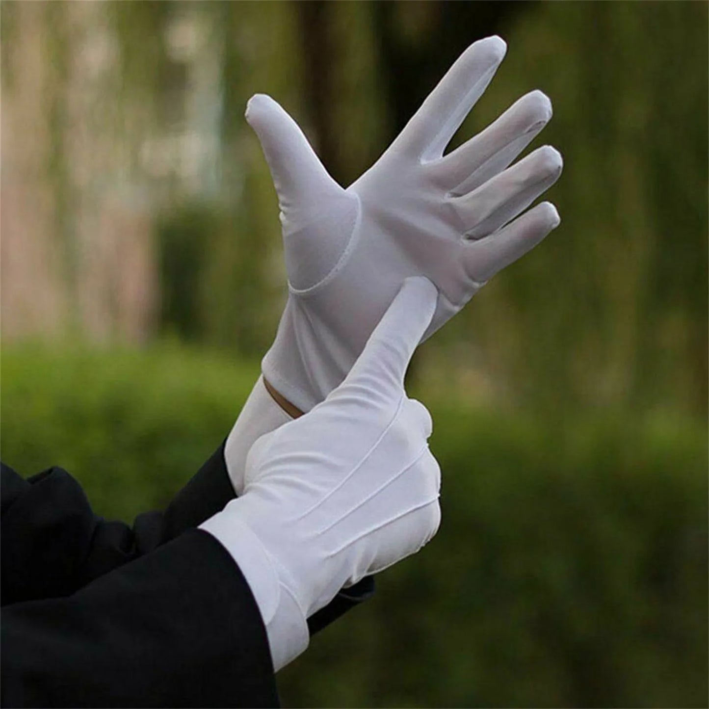 1pair White Cotton Gloves Men Formal Tuxedo Uniform Gloves Honor Guard