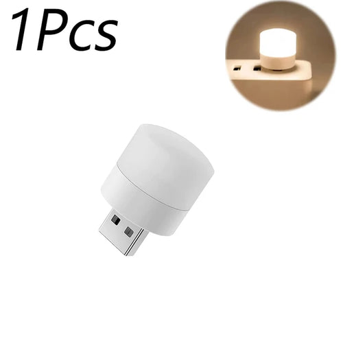 1/10Pcs Mini USB Night Light Warm White Eye Protection Book Reading
