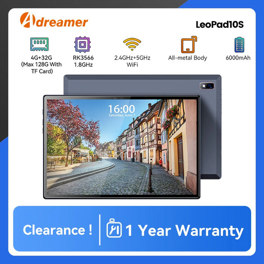 (Clearance) LeoPad10S Tablet Android 11 10.1 Inch 4-Cores 4GB RAM 32GB