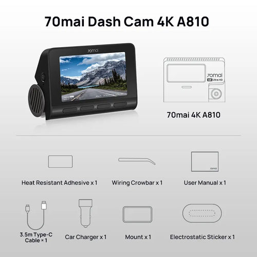 Global 70mai Dash Cam A810 Ultra HD 4K Built-in GPS ADAS Auto Record