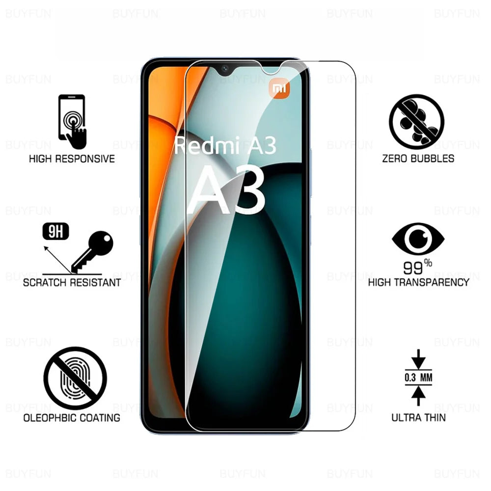 1-5Pcs For Xiaomi Redmi A3 Tempered Glass Case Redmi A3x A1 A1+ A2 A2+