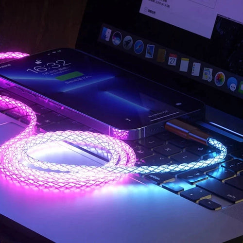 6A Fast Charging RGB Breathing Luminous Gradient Light Data Cable 66W