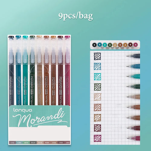 13Style 9pcs/set Multi-Color Pen Large-Capacity Color Handbook Pen Set