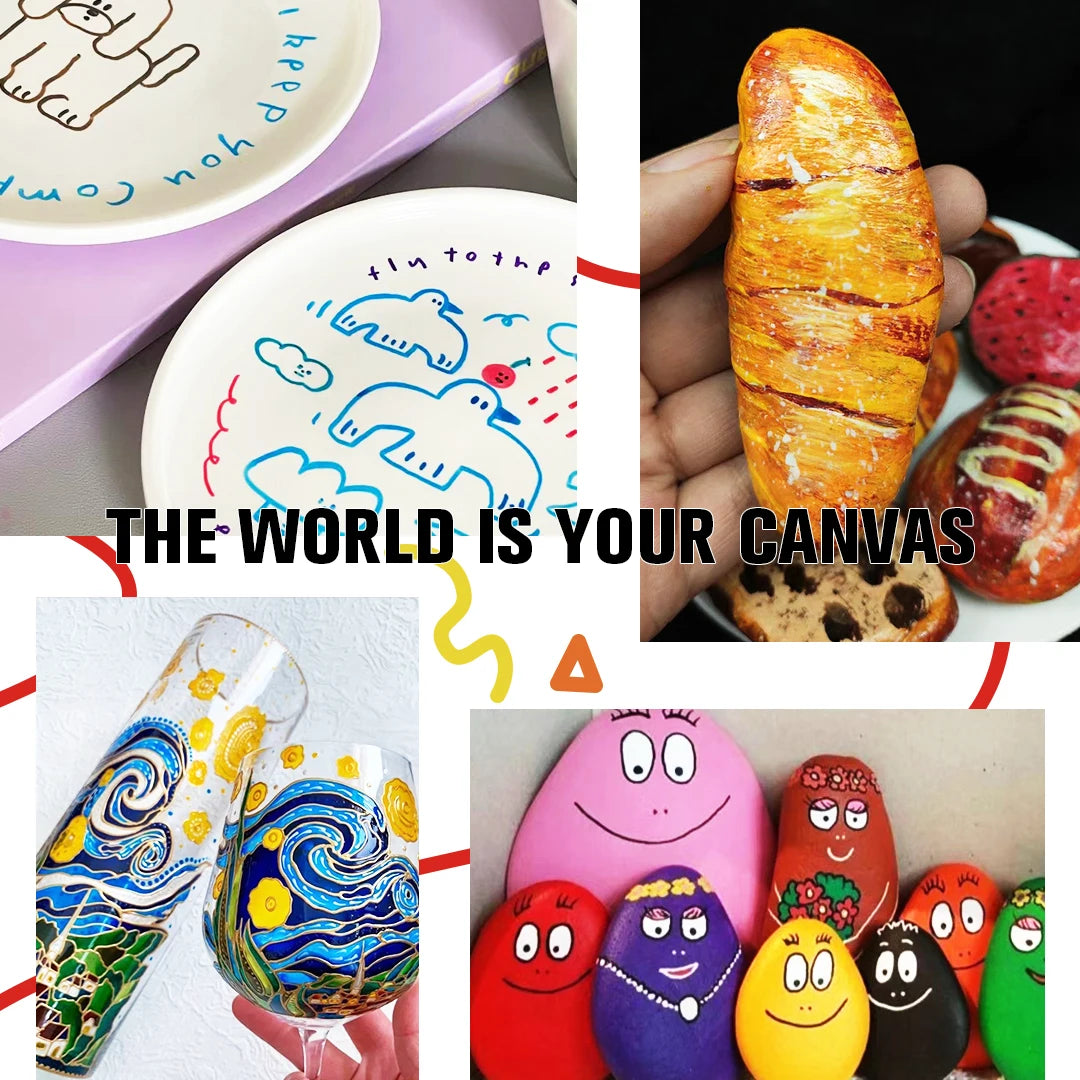 12/18/24Pcs/Set Acrylic Graffiti Pens for Fabric, Canvas, Rock, Glass,