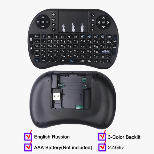 3-Color Backlit I8 Mini Wireless Keyboard 2.4GHz Air Mouse English