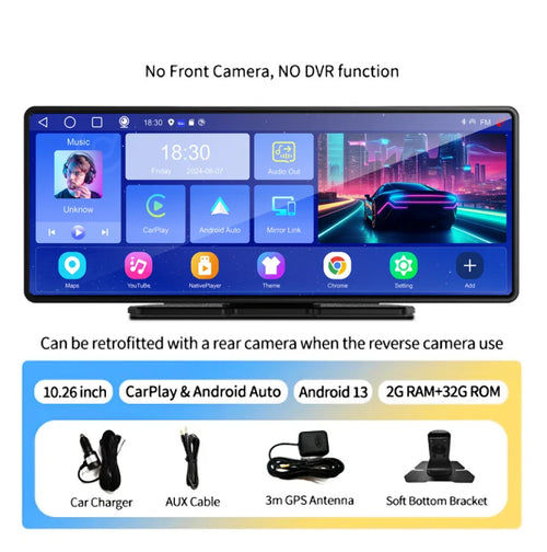 10.26 Inch2G+32G Android 13 Car DVR Wireless CarPlay & Android Auto