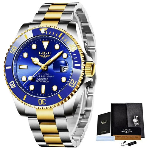 LIGE Top Brand Luxury Fashion Diver Watch Men 30ATM Waterproof Date