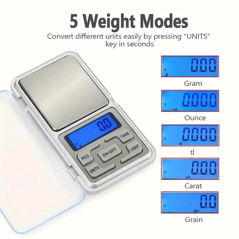 500g/0.01g Electronic Jewelry Scale Stainless Steel Mini Pocket Scale