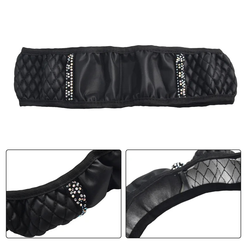 Car steering wheel cover without inner ring PU leather embroidery