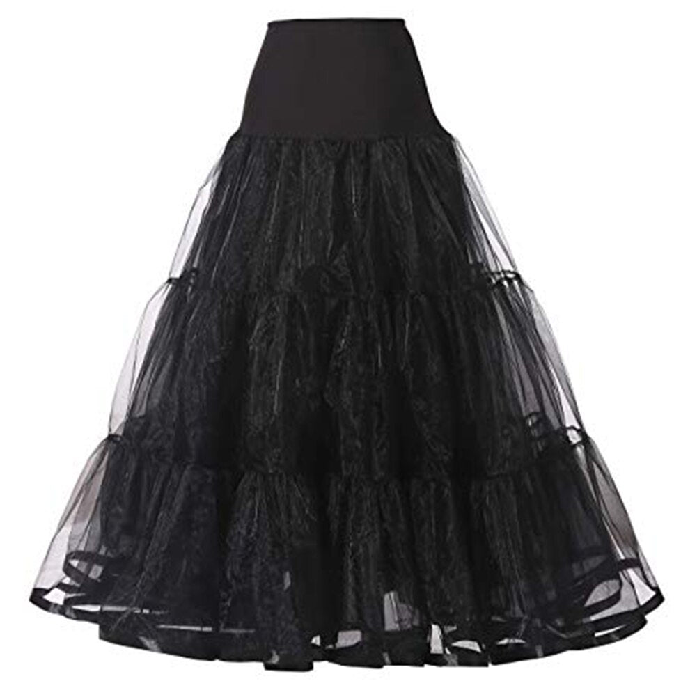 WOWBRIDAL 95CM Long Petticoat Ruffled Crinoline Vintage Wedding Bridal