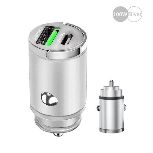 100W Mini Car Charger Lighter Fast Charging for iPhone QC3.0 Mini PD