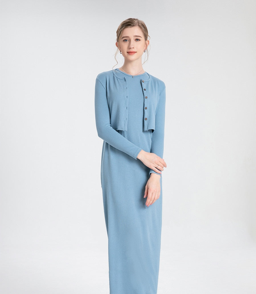 2023 Spring Summer Woman Cardigan And Long Dress Nature Fiber Brand