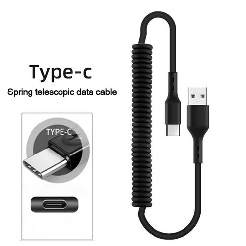 40w 5a Usb Type C Data Cable Micro Usb Spring Pull Telescopic Fast