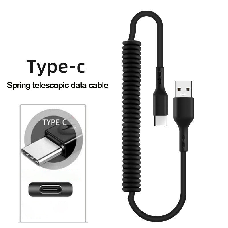 40w 5a Usb Type C Data Cable Micro Usb Spring Pull Telescopic Fast