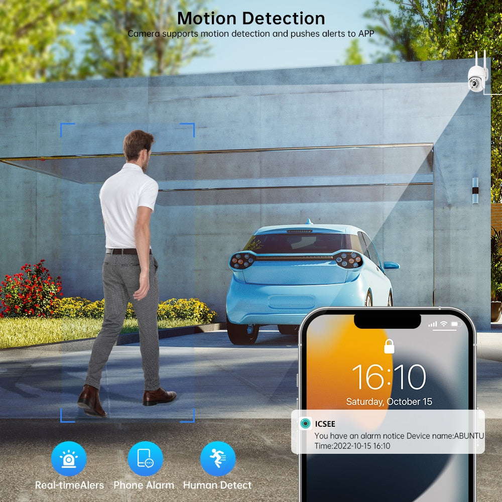 4mp Hd Wifi Ip Camera Outdoor Security Color Night Vision 2mp Wireless