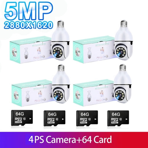 5G Wifi 5MP E27 Bulb Surveillance Camera Indoor 4X Digital Zoom AI