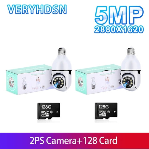 5G Wifi 5MP E27 Bulb Surveillance Camera Indoor 4X Digital Zoom AI