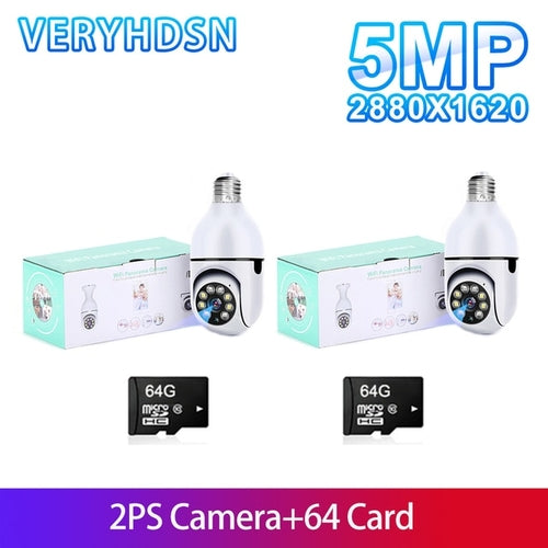 5G Wifi 5MP E27 Bulb Surveillance Camera Indoor 4X Digital Zoom AI